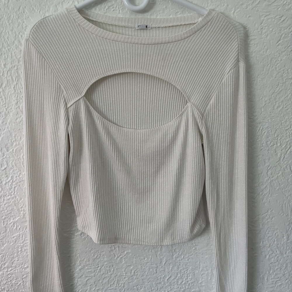 Garage Women's off white Ribbed Cutout Top